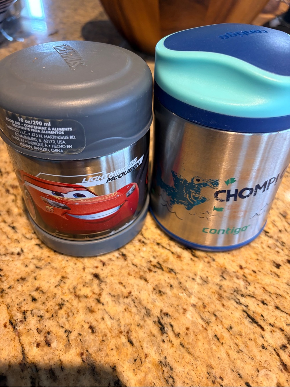 Kids 10oz Stainless Steel Food Jar Bundle - Thermos Cars & Contigo “Chomp”